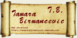 Tamara Birmančević vizit kartica